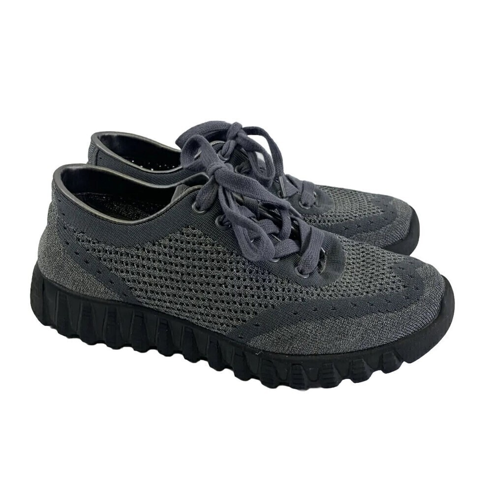 Bernie Mev Sneaker Lace Up Gray Sliver Glitter Comfort Mesh Women 38 US 7.5